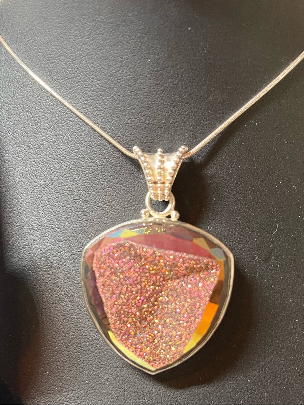 GEMS EN VOGUE 925 Sterling Silver Druzy Pendant Necklace and Ring Set - Picture 4 of 16